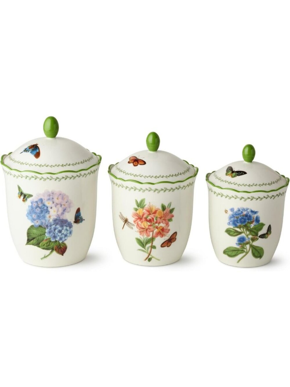 Elegant Floral Canister Set - 3-Piece Airtight Storage Jars with Butterflies